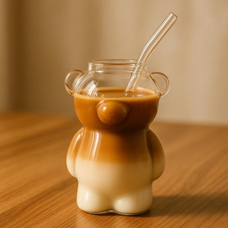 𝐂𝐮𝐭𝐞 𝐁𝐞𝐚𝐫 𝐆𝐥𝐚𝐬𝐬 𝐂𝐨𝐟𝐟𝐞𝐞 𝐌𝐮𝐠 320𝐦𝐥 𝐓𝐫𝐚𝐧𝐬𝐩𝐚𝐫𝐞𝐧𝐭 𝐂𝐮𝐩