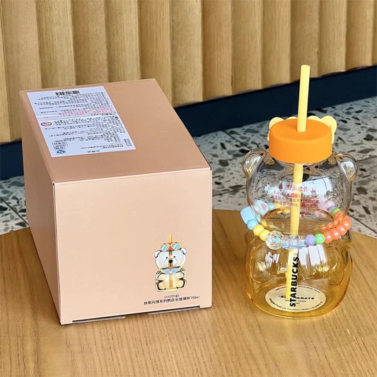 𝐓𝐫𝐨𝐩𝐢𝐜𝐚𝐥 𝐀𝐦𝐛𝐢𝐞𝐧𝐜𝐞 25𝐨𝐳 𝐁𝐞𝐚𝐫 𝐒𝐡𝐚𝐩𝐞𝐝 𝐆𝐥𝐚𝐬𝐬 𝐒𝐭𝐫𝐚𝐰 𝐂𝐮𝐩