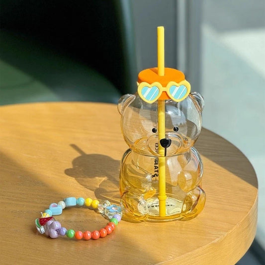 𝐓𝐫𝐨𝐩𝐢𝐜𝐚𝐥 𝐀𝐦𝐛𝐢𝐞𝐧𝐜𝐞 25𝐨𝐳 𝐁𝐞𝐚𝐫 𝐒𝐡𝐚𝐩𝐞𝐝 𝐆𝐥𝐚𝐬𝐬 𝐒𝐭𝐫𝐚𝐰 𝐂𝐮𝐩