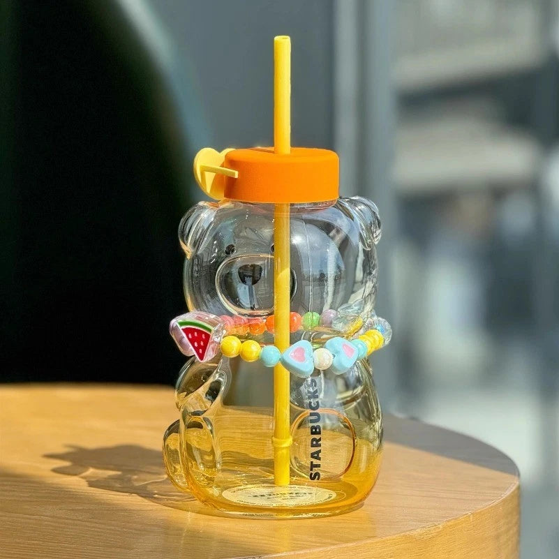 𝐓𝐫𝐨𝐩𝐢𝐜𝐚𝐥 𝐀𝐦𝐛𝐢𝐞𝐧𝐜𝐞 25𝐨𝐳 𝐁𝐞𝐚𝐫 𝐒𝐡𝐚𝐩𝐞𝐝 𝐆𝐥𝐚𝐬𝐬 𝐒𝐭𝐫𝐚𝐰 𝐂𝐮𝐩