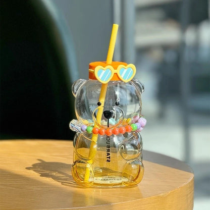 𝐓𝐫𝐨𝐩𝐢𝐜𝐚𝐥 𝐀𝐦𝐛𝐢𝐞𝐧𝐜𝐞 25𝐨𝐳 𝐁𝐞𝐚𝐫 𝐒𝐡𝐚𝐩𝐞𝐝 𝐆𝐥𝐚𝐬𝐬 𝐒𝐭𝐫𝐚𝐰 𝐂𝐮𝐩